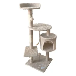 110cm Plush Multi-Level Cat Tree with Toys & Posts