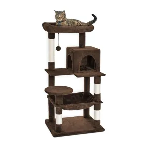 118cm Plush Cat Condo with Hammock & Sisal Posts | Floofi