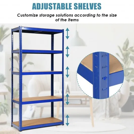 2 Pcs Storage Shelves Garage Shelving Units Tool Utility Shelves-Navy