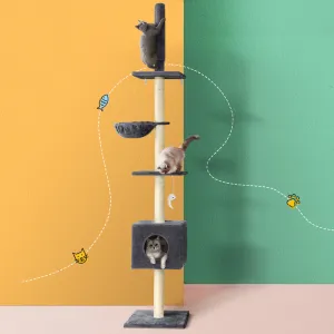 Adjustable 260cm Cat Tree Tower with Sisal Posts - i.Pet