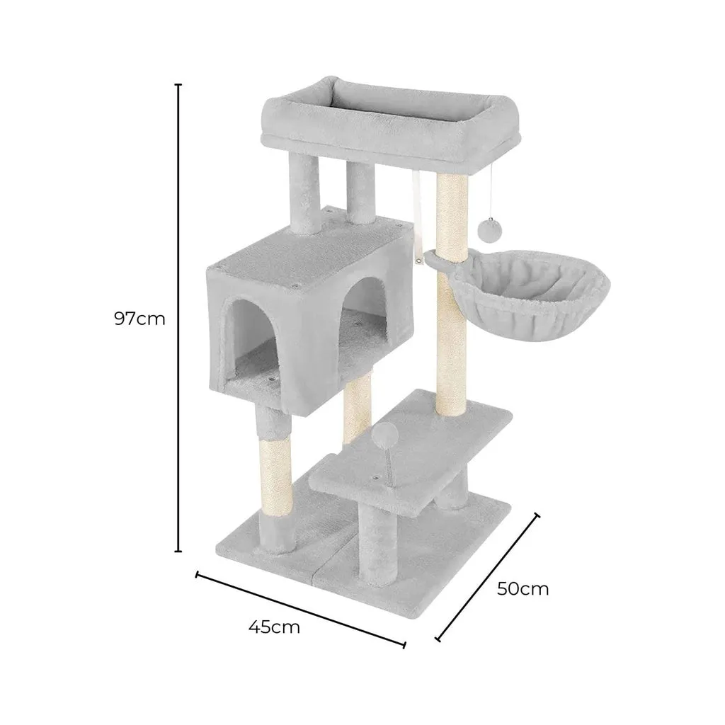 Adjustable 3-Tier 97cm Cat Tree with Sisal Posts Floofi