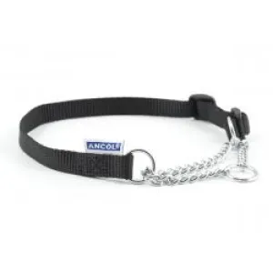 Ancol - Nylon Check Chain Collar - Black - Size 2-4 (18")