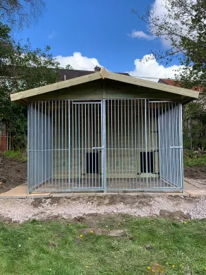 Benchmark Dog Kennel with Apex Roof - Duo 10 x 8ft, Premium Wood Range