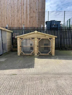 Benchmark Dog Kennel with Apex Roof - Duo 8 x 10ft, Classic Wood Range