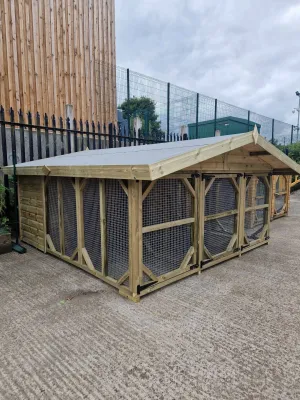 Benchmark Dog Kennel with Apex Roof - Triple 10 x 10ft, Classic Wood Range