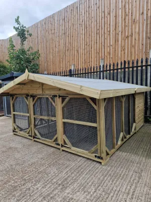 Benchmark Dog Kennel with Apex Roof - Triple 12 x 8ft, Classic Wood Range