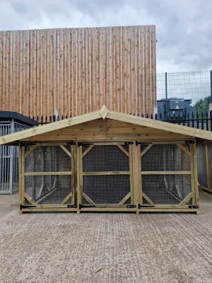 Benchmark Dog Kennel with Apex Roof - Triple 15 x 10ft, Classic Wood Range