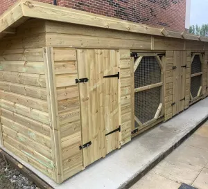 Benchmark Dog Kennel with Pent Roof - Duo 15 x 5ft, Classic Wood Range