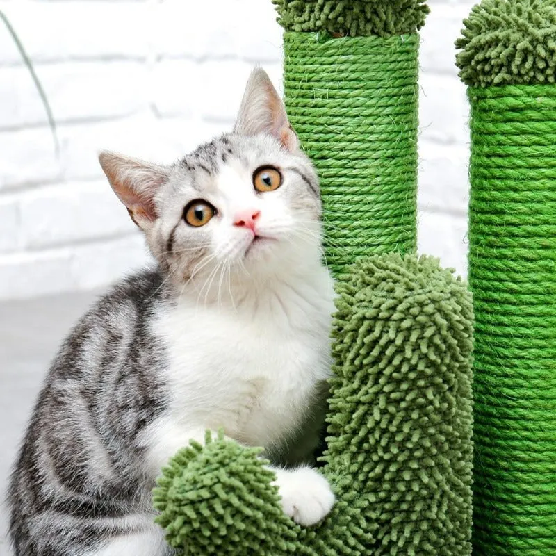 Cactus Cat Scratching Post 3 Sisal Scratching Poles   Hanging Ball