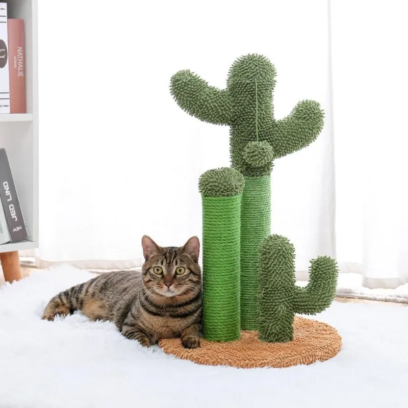 Cactus Cat Scratching Post 3 Sisal Scratching Poles   Hanging Ball