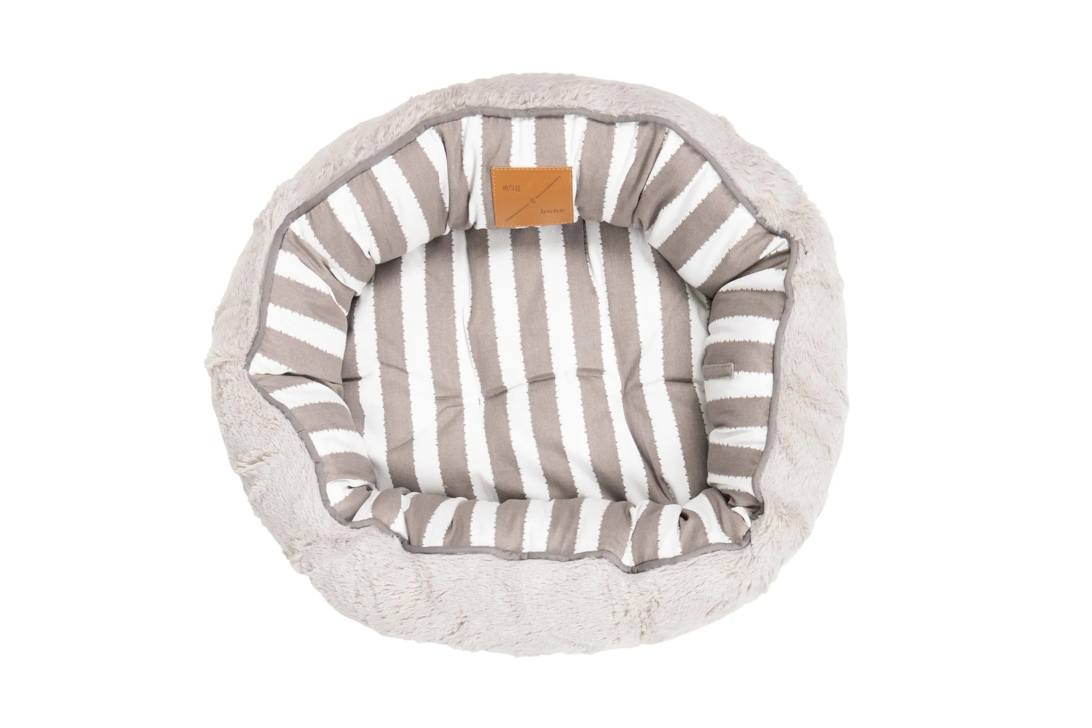 Cat Bed - Reversible - Latte Hamptons Stripe