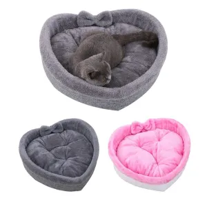 Cat Bed Soft Velvet Heart Shaped Nest