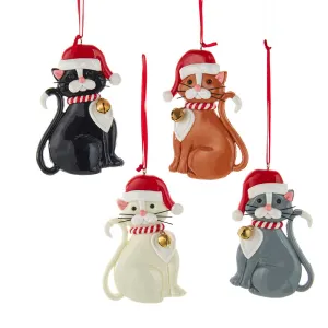 Christmas Cat Ornaments, 4 Assorted