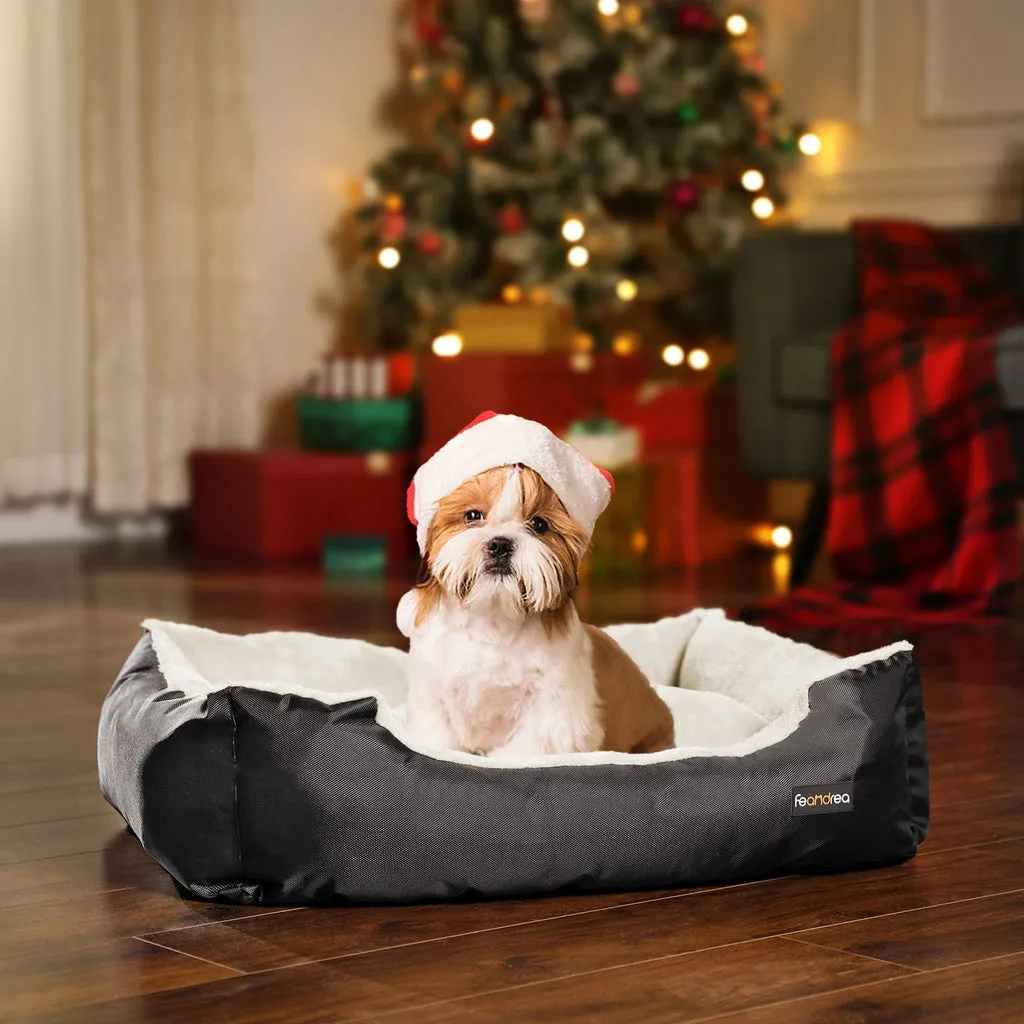 Cozy Reversible 70cm Dog Bed with Raised Edges - FEANDREA