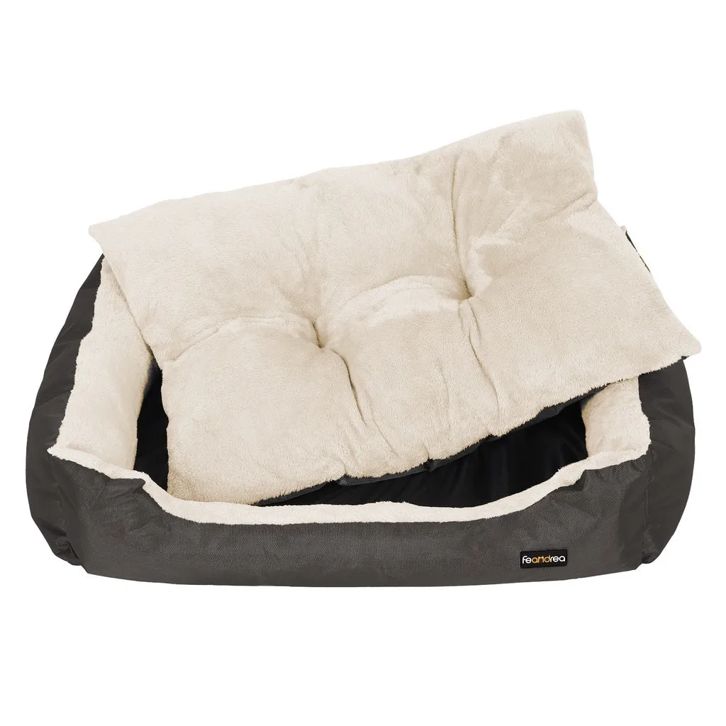 Cozy Reversible 70cm Dog Bed with Raised Edges - FEANDREA