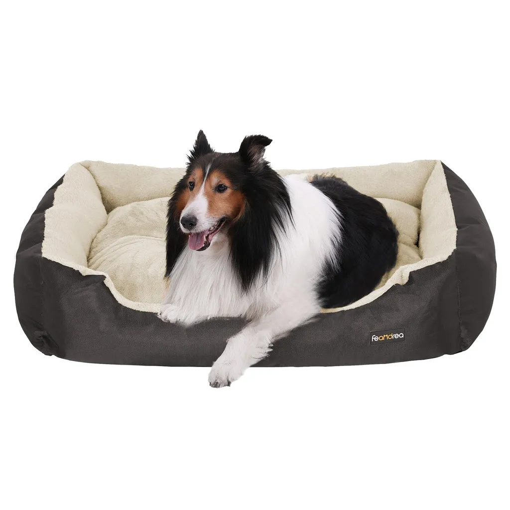 Cozy Reversible 70cm Dog Bed with Raised Edges - FEANDREA