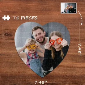 Custom Photo Gray Heart-Shaped Jigsaw Puzzle Best Indoor Gifts 75 Pieces