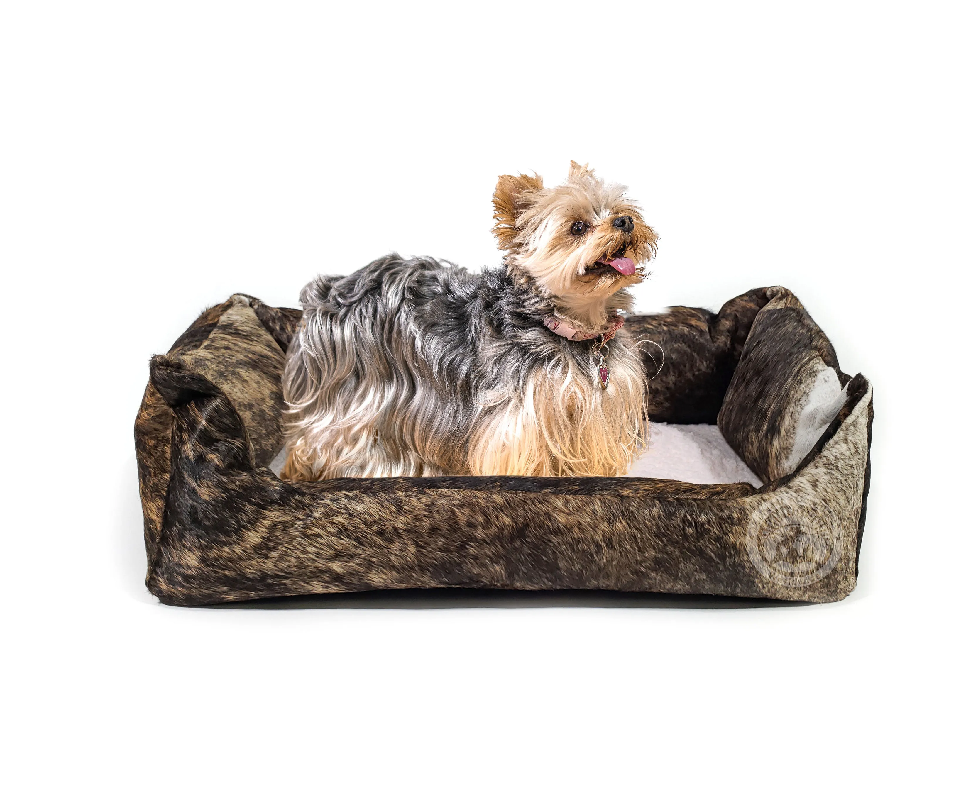 Dark Brindle Cowhide Pet Bed, 22X29X8"