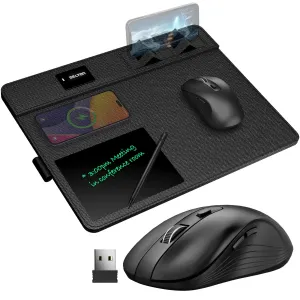 Delton D101and S8 Optical Wireless Mouse and Non-Skid Mouse Pads Wireless Charging for Qi-Enabled Devices