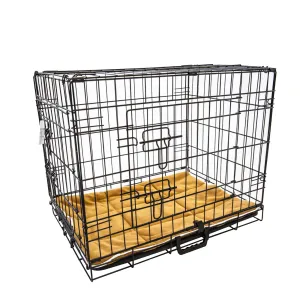 Durable Foldable Dog Crate 42in with Cushion, Tray