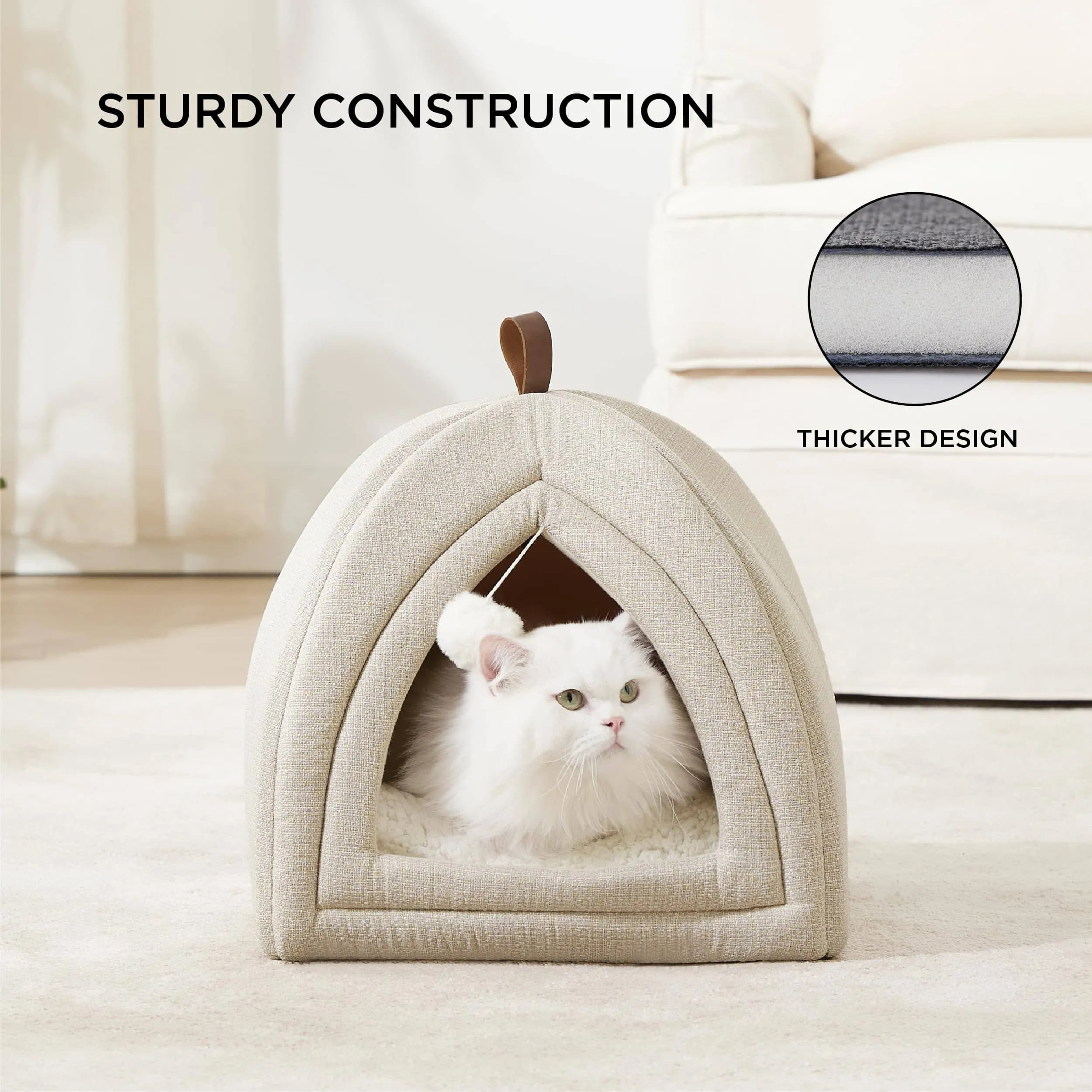 Faux-Linen Cat Dog Tent