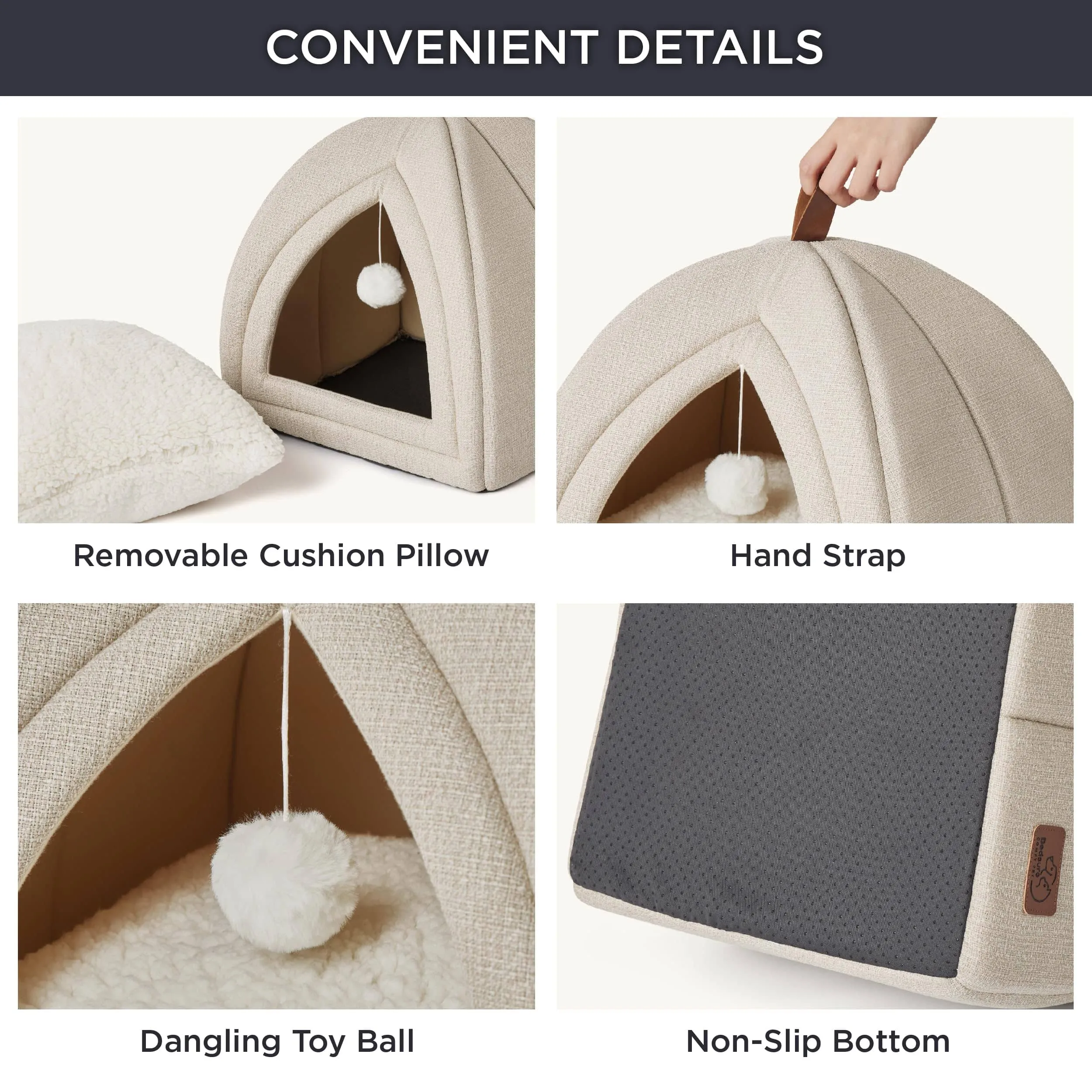 Faux-Linen Cat Dog Tent