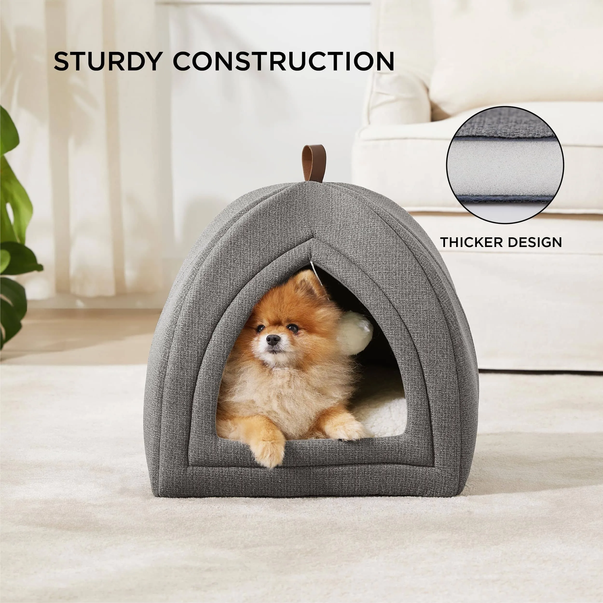 Faux-Linen Cat Dog Tent