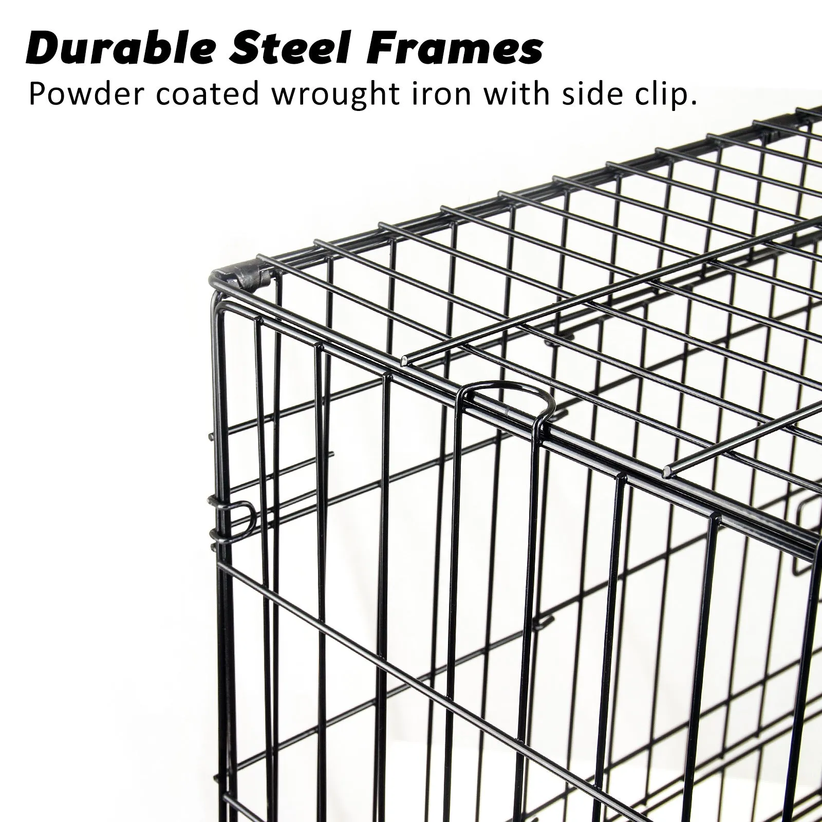 Foldable 36in Wire Dog Crate, Double Doors   Mat - Paw Mate