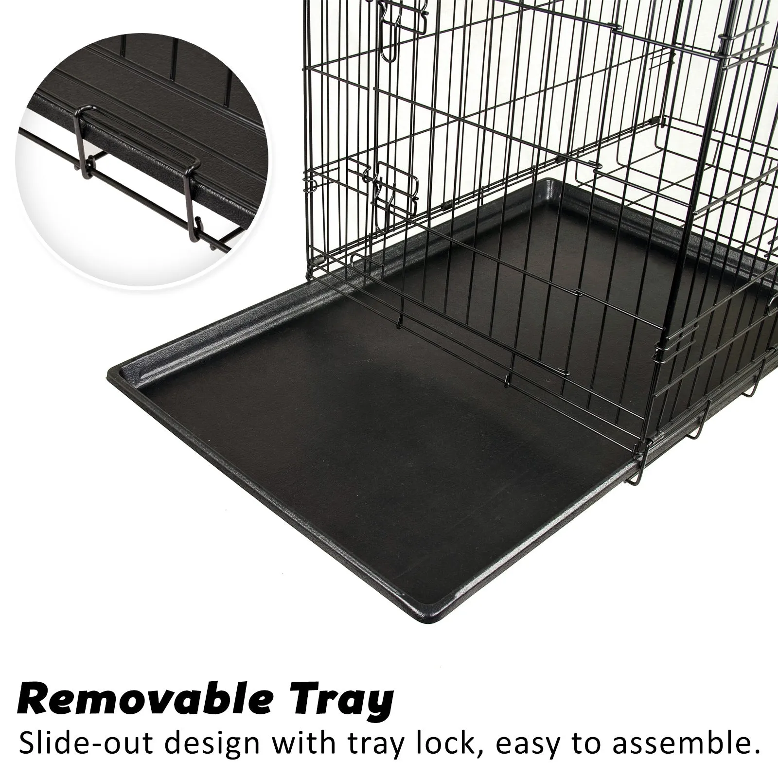 Foldable 36in Wire Dog Crate, Double Doors   Mat - Paw Mate