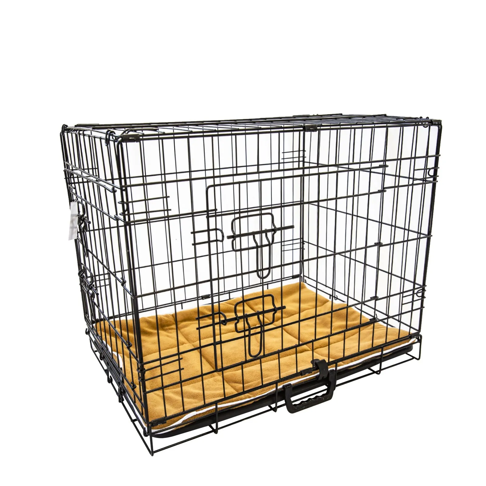 Foldable 36in Wire Dog Crate, Double Doors   Mat - Paw Mate