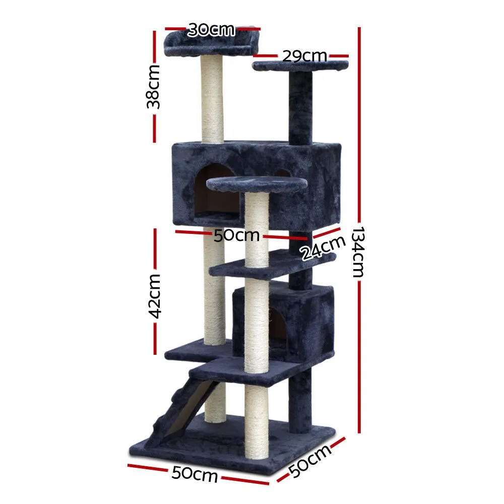 i.Pet Cat Tree 134cm Trees Scratching Post Scratcher Tower Condo House Furniture Wood Grey