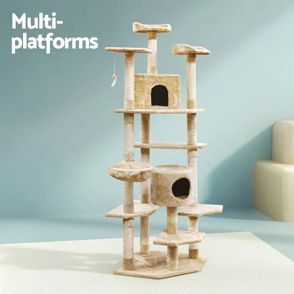 i.Pet Cat Tree 203cm Trees Scratching Post Scratcher Tower Condo House Furniture Wood Beige