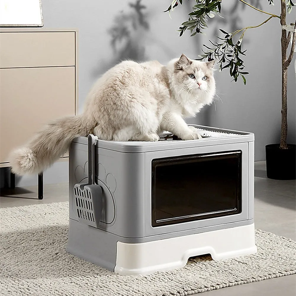 Jumbo Hooded Cat Litter Box with Grooming Drawer