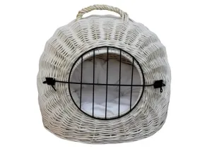 Large wicker white carrier with cushion