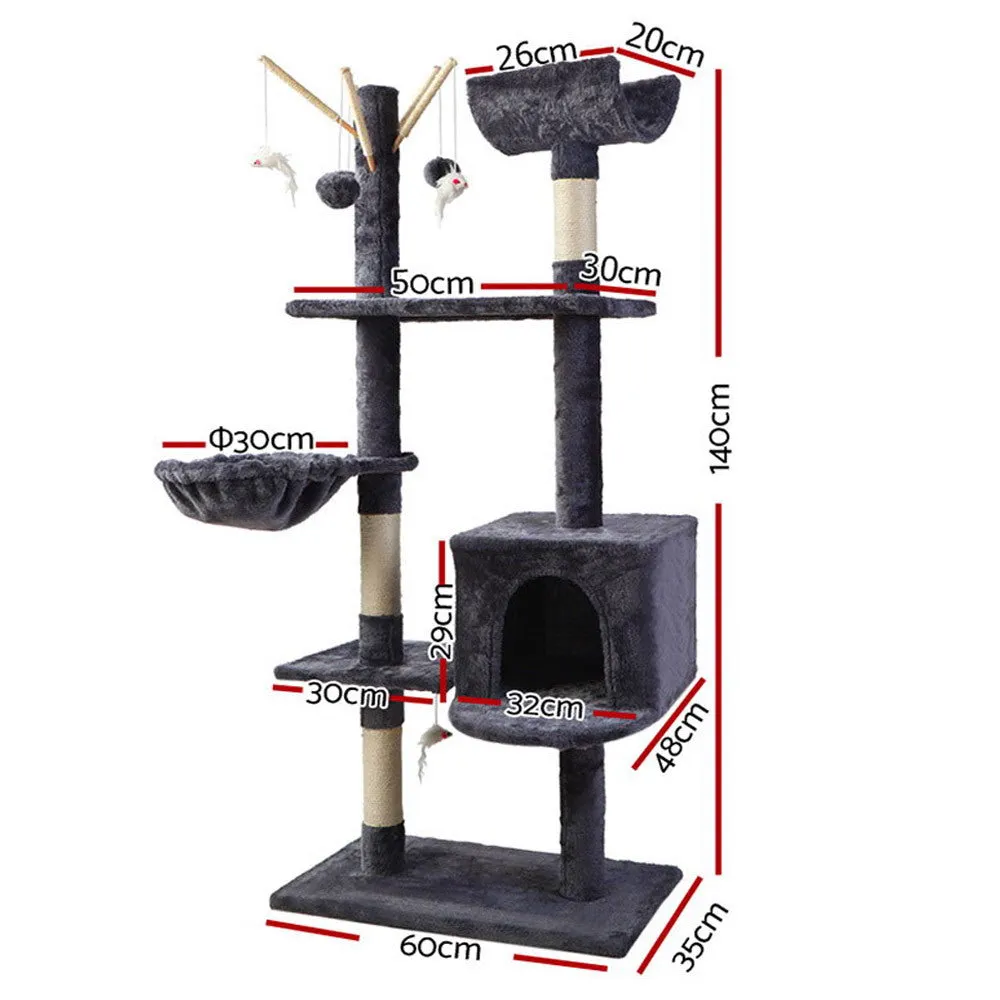 Multi-Level 140cm Cat Tree with Scratching Post, i.Pet