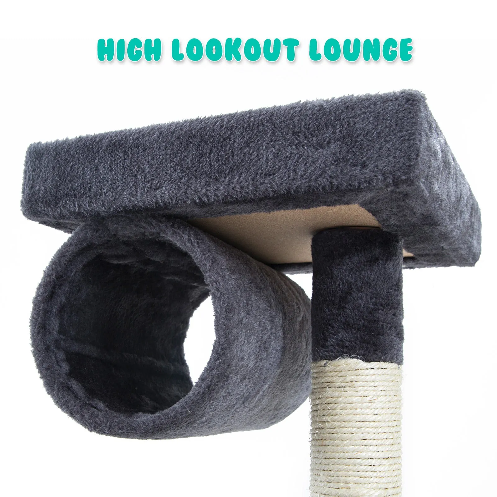 Multi-Level Cat Tree, 140cm with Scratcher, Ladder - Paw Mate