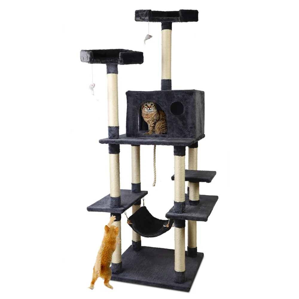 Multi-Level Cat Tree, Sisal Poles & Hammock - i.Pet