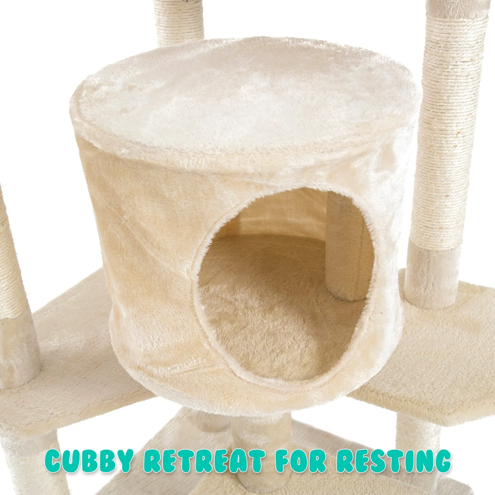 Multi-Level Cat Tree with Scratching Posts, 201cm - Paw Mate