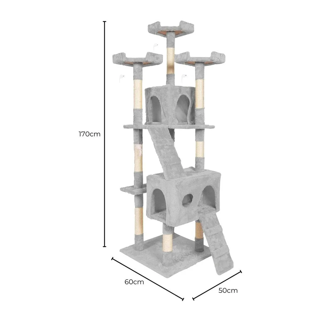 Multi-Level Plush Cat Tree Condo, Eco-Friendly, 170cm - Floofi