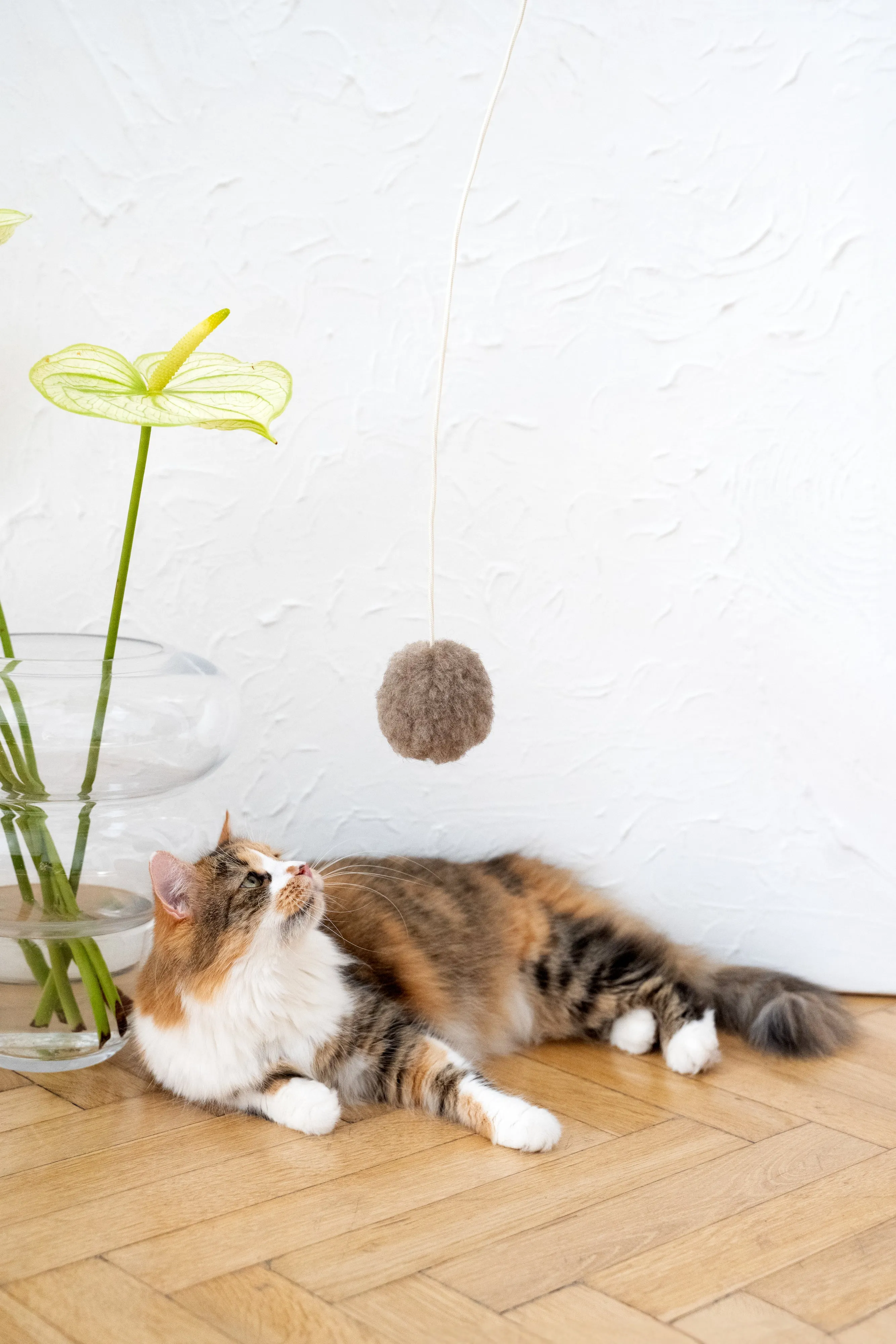 Natural Sheepskin Cat Toy: Ball