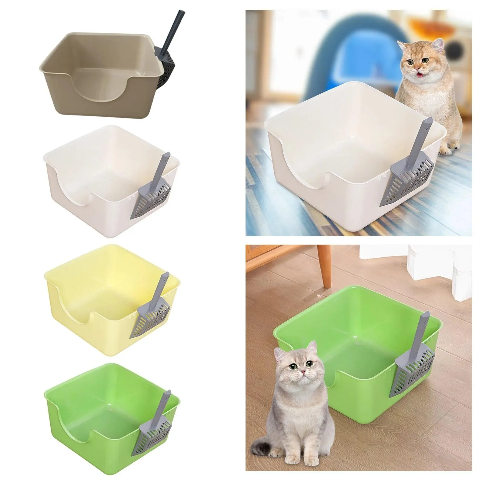 Open Top Anti-Splashing Pet Litter Tray Box