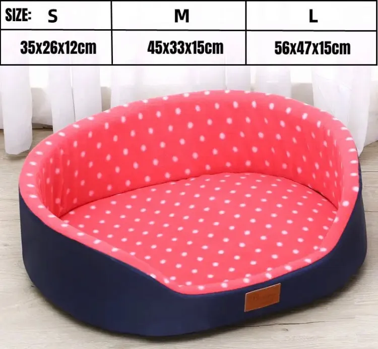 Oval shaped Small / Medium Breed Dog Puppy Cat bed polka dot cotton cute & comfortable