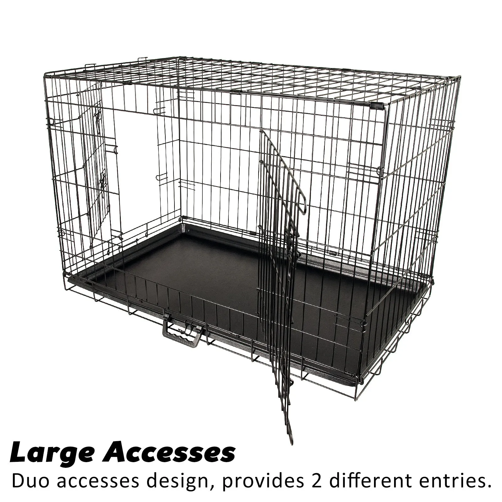 Paw Mate Wire Dog Cage Crate 24in with Tray   Cushion Mat   Blue Cover Combo