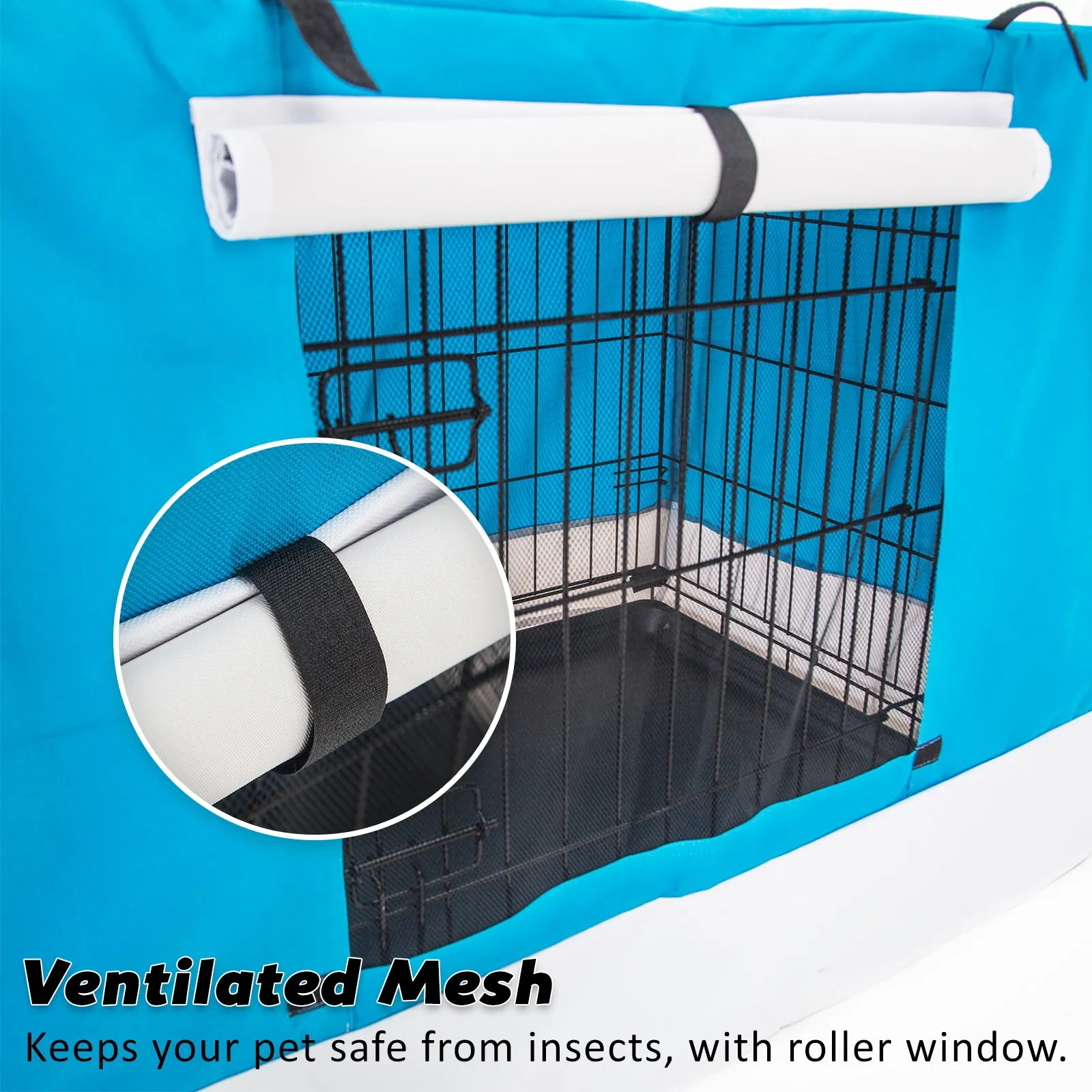 Paw Mate Wire Dog Cage Crate 24in with Tray   Cushion Mat   Blue Cover Combo