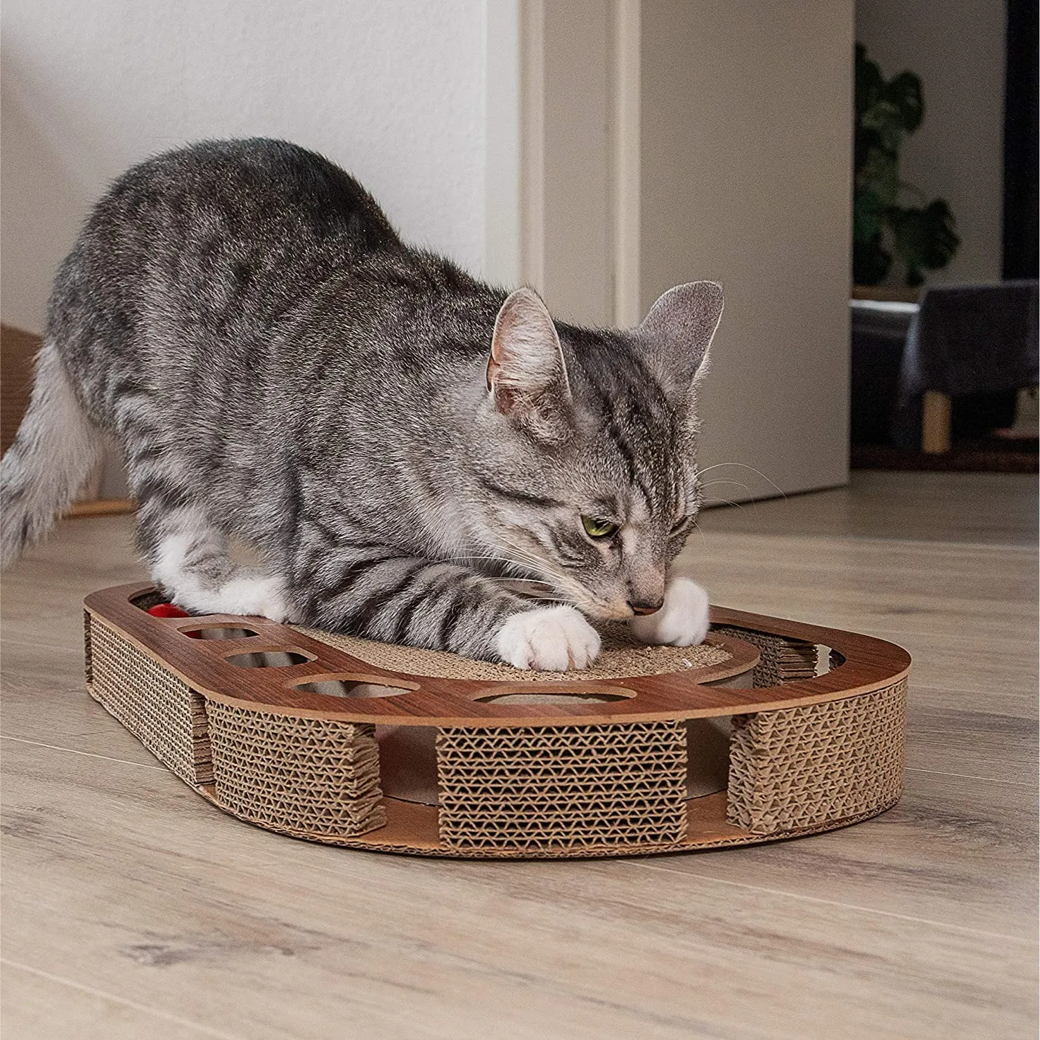 Pfotenolymp Cat Playground - Interactive Cat Toy/Scratching Board Made of Corrugated