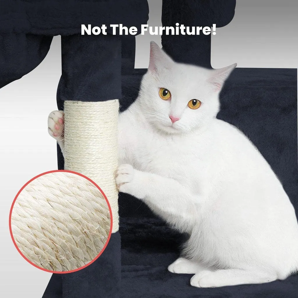 Plush Cat Condo Tree with Sisal Posts & Hammock - Floofi