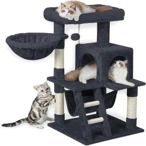 Plush Cat Condo Tree with Sisal Posts & Hammock - Floofi