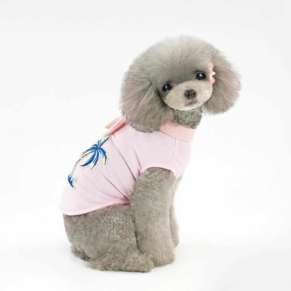 Summer Coconut Embroidered Vest T-shirt Pet Clothing