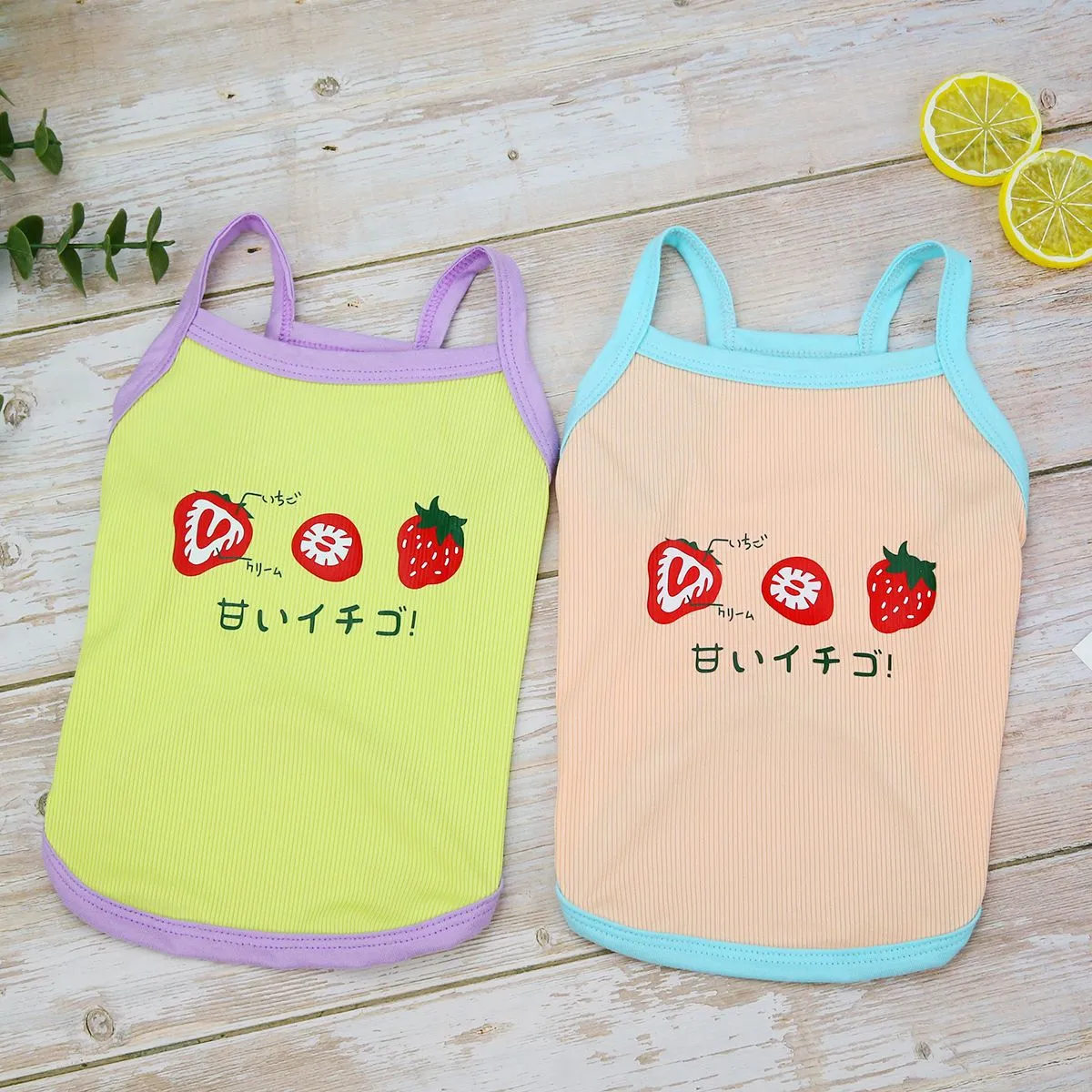 Summer pet clothes cat and puppy strawberry patter