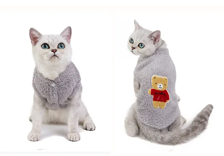 Winter Pet Cat Clothes Soft Coral Fleece Clothing